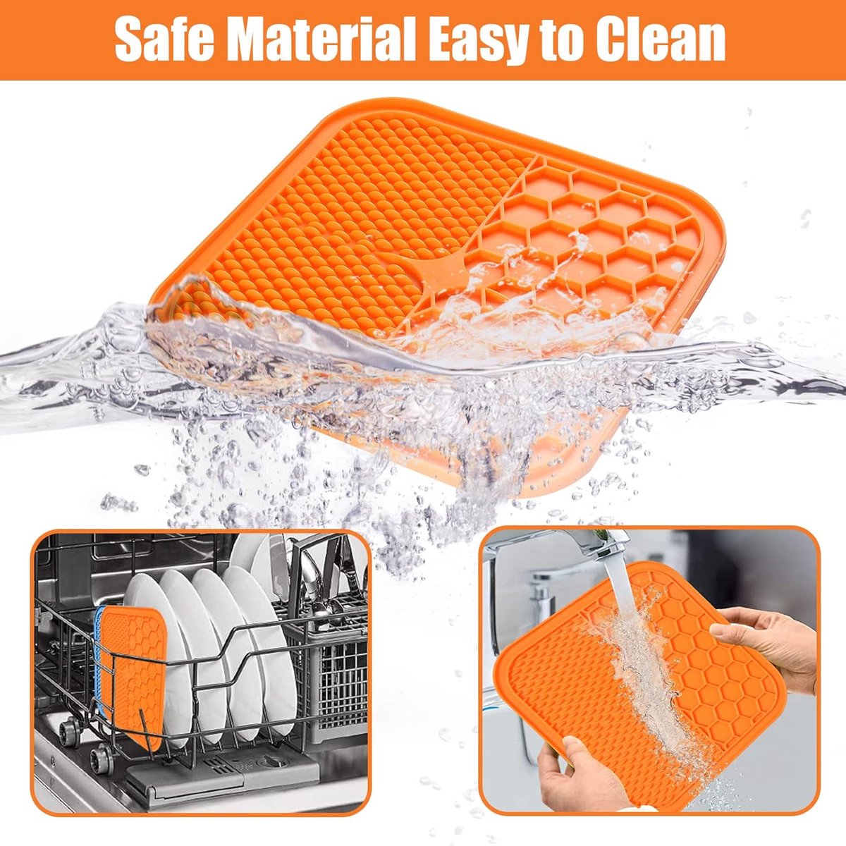 2-Pack Dog Lick Mats with Suction Cups - BPA-Free Slow Feeder Dog Lick Mats - Comes with 1 silicone scraper - Extra strong suction cups - Suitable for bathing, grooming, training and combing - Image 2