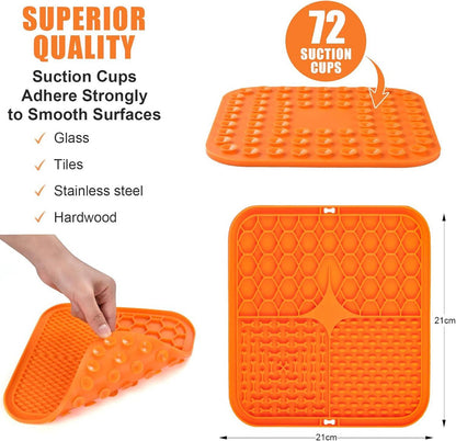 2-Pack Dog Lick Mats with Suction Cups - BPA-Free Slow Feeder Dog Lick Mats - Comes with 1 silicone scraper - Extra strong suction cups - Suitable for bathing, grooming, training and combing - Image 3