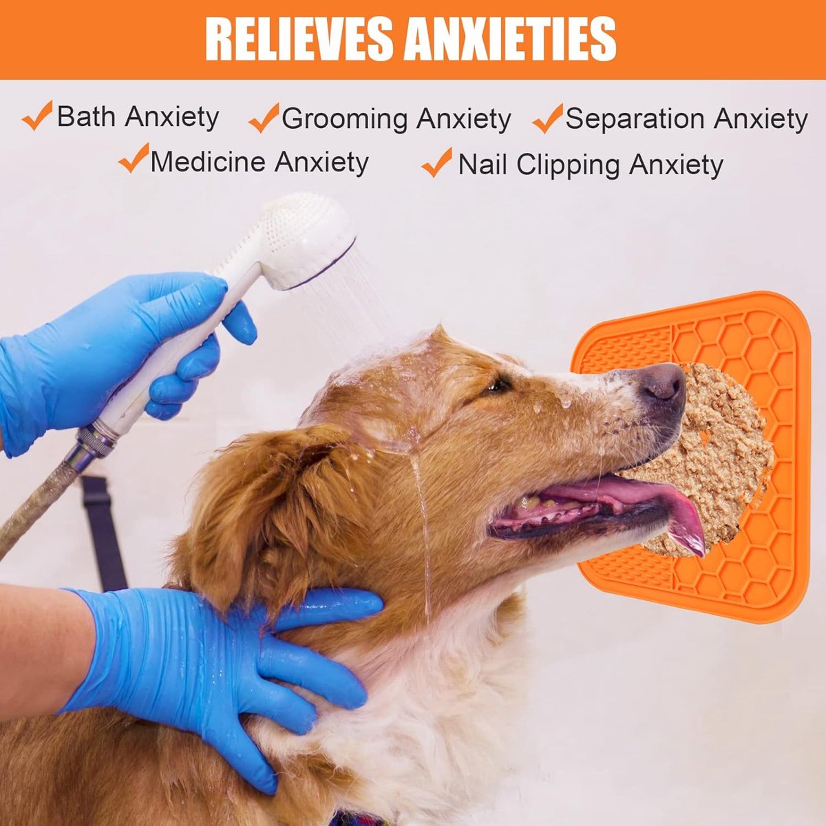 2-Pack Dog Lick Mats with Suction Cups - BPA-Free Slow Feeder Dog Lick Mats - Comes with 1 silicone scraper - Extra strong suction cups - Suitable for bathing, grooming, training and combing - Image 4