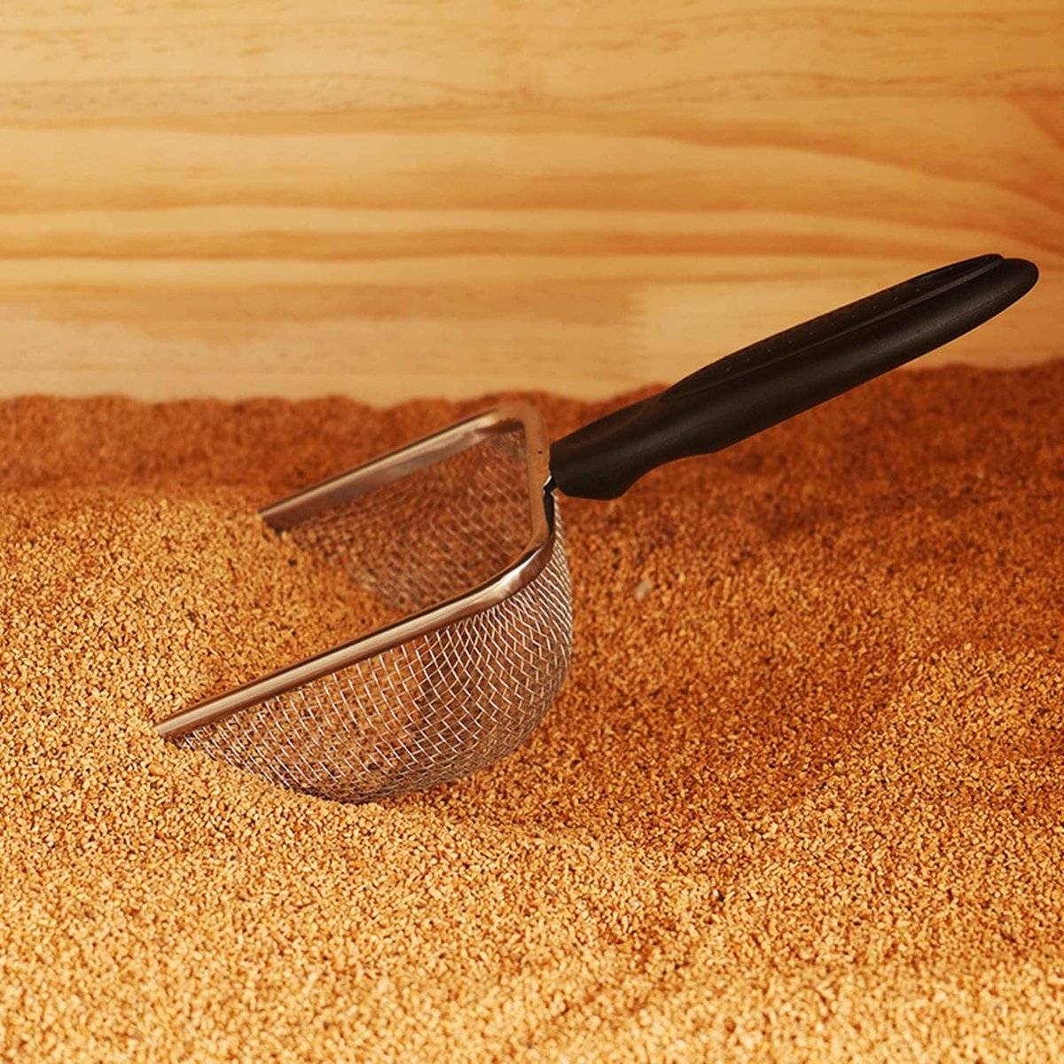 Cat Litter Scoop - Small Stainless Steel Cat Litter Scoop with Mesh - For Cleaning Reptile Cat Litter - Metal Cat Litter Scoop with Non-Stick Coating - Cleaning Tool - Fine Cat Litter Scoop (Pore Size: 3.7mm) - Image 4