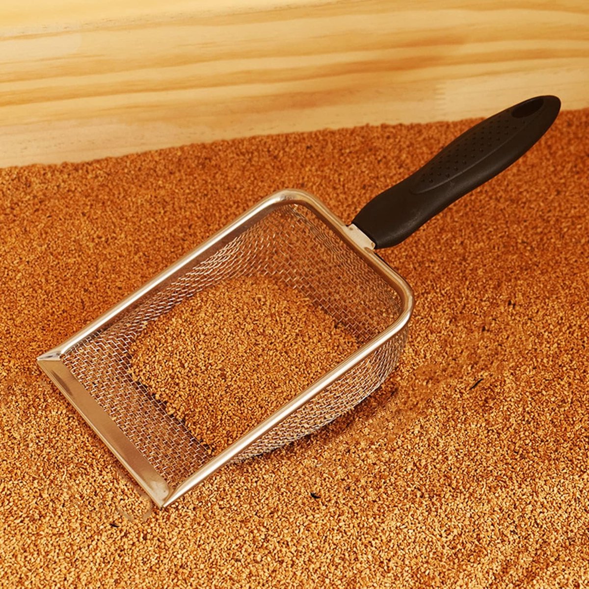 Cat Litter Scoop - Small Stainless Steel Cat Litter Scoop with Mesh - For Cleaning Reptile Cat Litter - Metal Cat Litter Scoop with Non-Stick Coating - Cleaning Tool - Fine Cat Litter Scoop (Pore Size: 3.7mm) - Image 5
