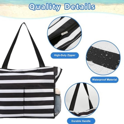 Beach Bag - Waterproof Foldable Beach Bag - Large - Foldable - Women's Beach Bag - Large Capacity - Portable Storage Bag - Image 2