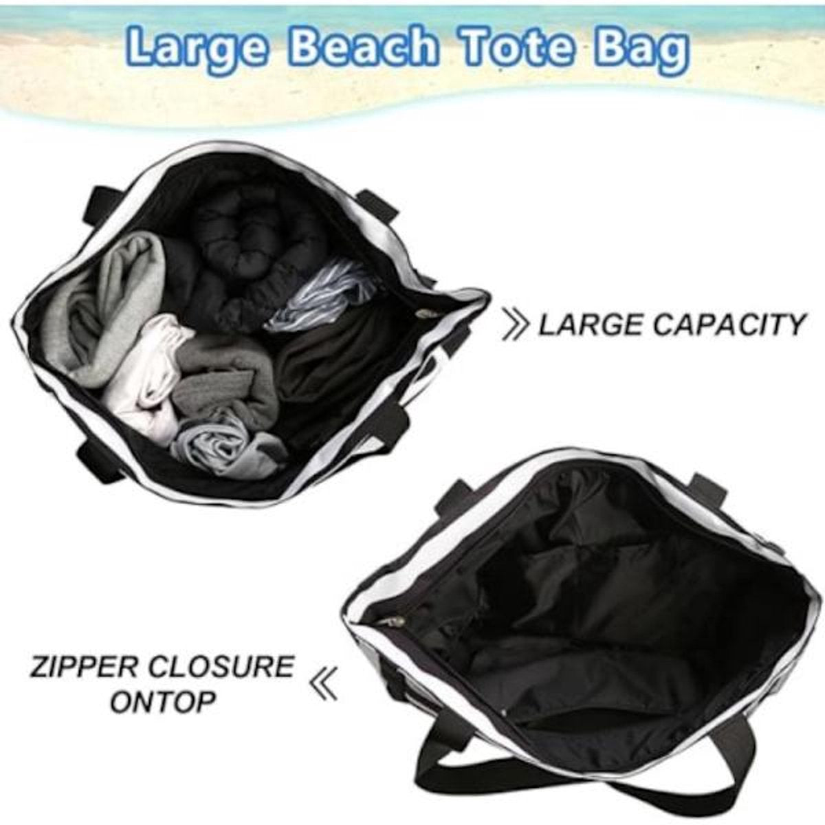 Beach Bag - Waterproof Foldable Beach Bag - Large - Foldable - Women's Beach Bag - Large Capacity - Portable Storage Bag - Image 4