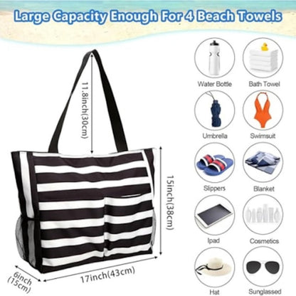 Beach Bag - Waterproof Foldable Beach Bag - Large - Foldable - Women's Beach Bag - Large Capacity - Portable Storage Bag - Image 5