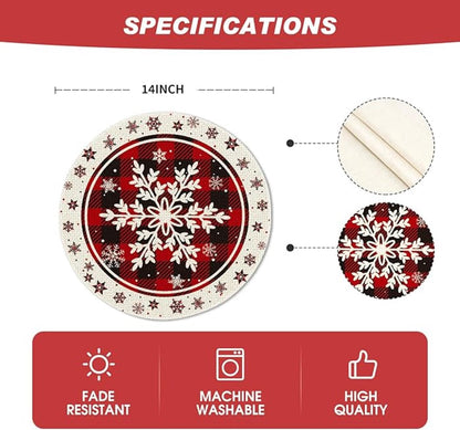 Placemats - Set of 4 - Round snowflake placemats - Round Christmas placemats - Restaurant decoration placemats - Image 2