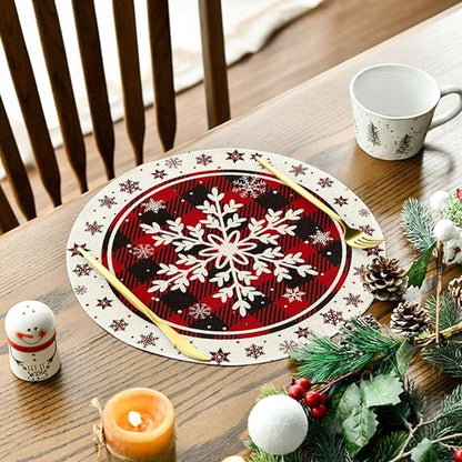 Placemats - Set of 4 - Round snowflake placemats - Round Christmas placemats - Restaurant decoration placemats - Image 4