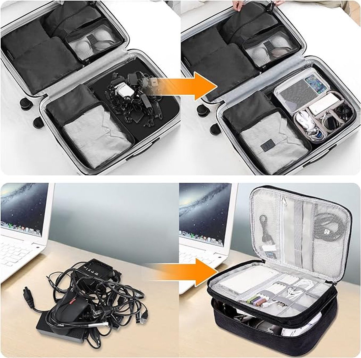 Cable Organizer Travel Bag - Waterproof Portable Cable Organizer - For Chargers, USB Sticks, Headphones, Power Banks, Hard Drives, and SD Cards - Image 4