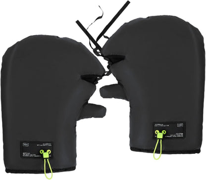 Cycling Gloves - Extra Padded Cycling Gloves - Warm Gloves - Cycling Gloves - Scooter Gloves - Hand Warmers - Cycling Accessories - With Reflective Strips - Winter - Windproof - Waterproof （Black）