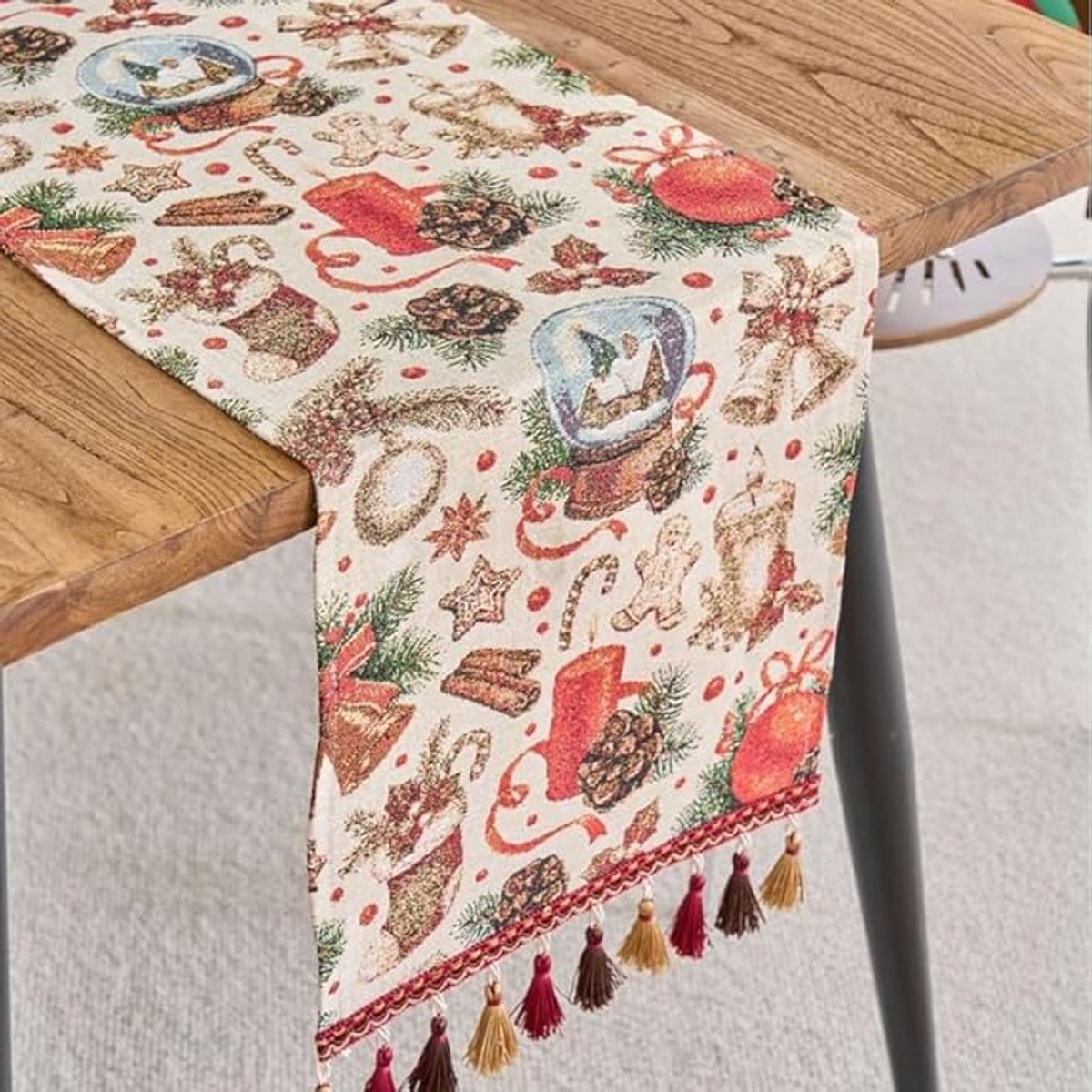 Table Runner - Christmas Table Runner - Home Decoration - Christmas Decoration - Christmas Snowball Pattern Table Runner - Suitable for dining tables and cabinets - Can be used for Thanksgiving, parties, Christmas, weddings, banquets and New Year's decora - Image 4