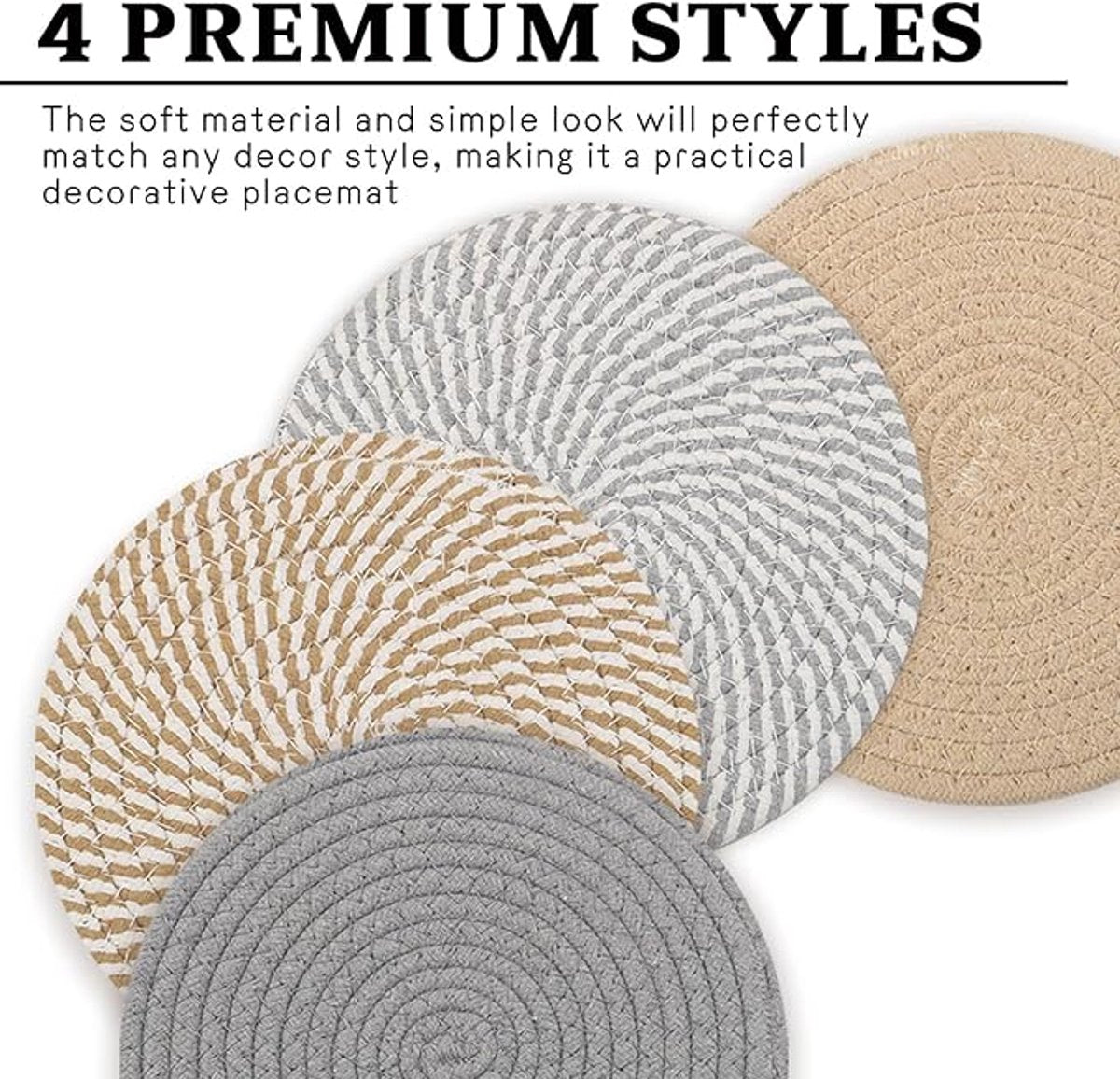 Placemats - Set of 4 - 20cm Placemats - Round Placemats - Heat Resistant Coasters - Washable - Suitable for kitchen tables and family dining rooms - Image 3