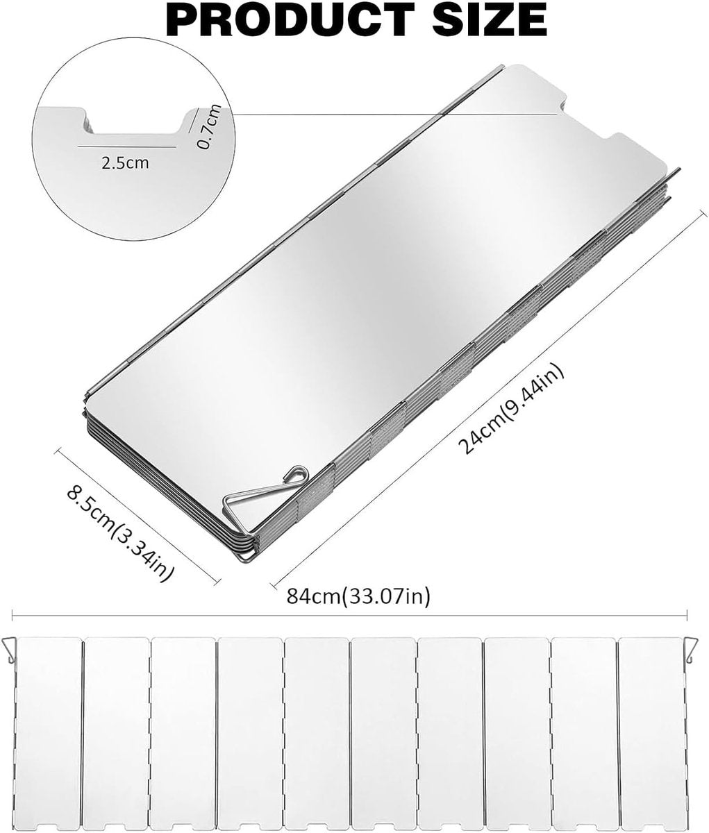 Windbreak for Camping Stove - Pack of 10 - Foldable Aluminum Windbreak - Foldable Windbreak for Gas Stove, Plate, Grill, Picnic, Camping Equipment - Aluminum Windbreak with Storage Bag - Image 6