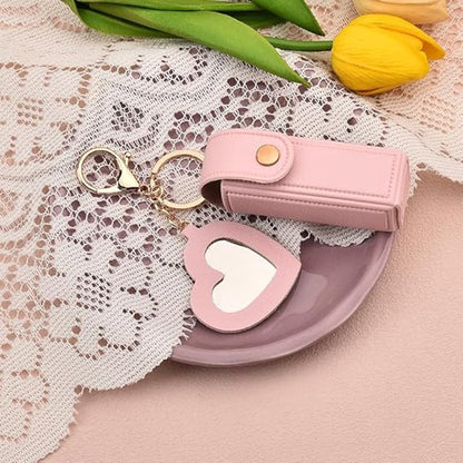 Lipstick Holder - with Mirror - Storage Box - Key Ring - Suitable for Car Keys, Lipstick Organizer (Pink) - Image 3