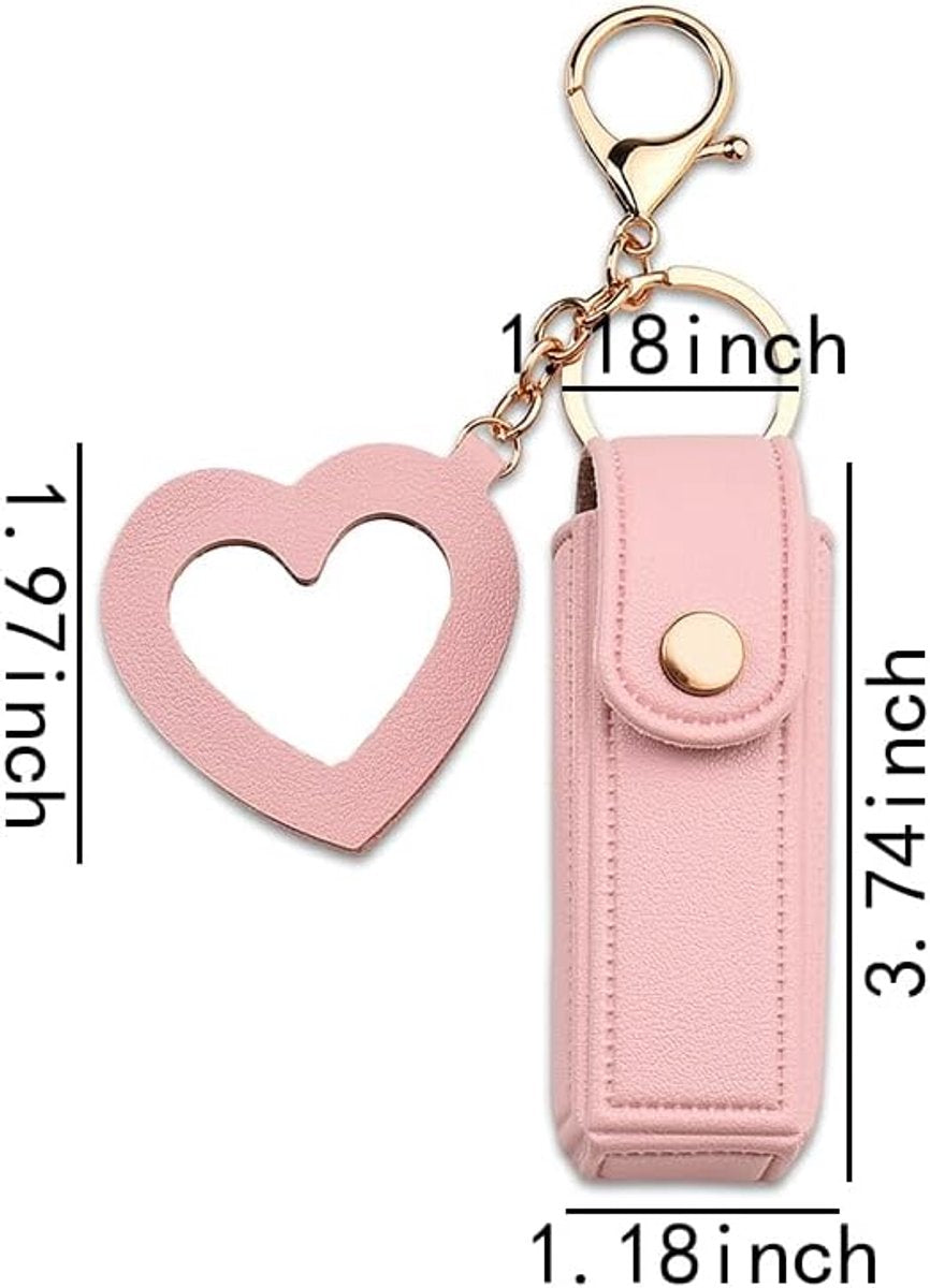 Lipstick Holder - with Mirror - Storage Box - Key Ring - Suitable for Car Keys, Lipstick Organizer (Pink) - Image 4
