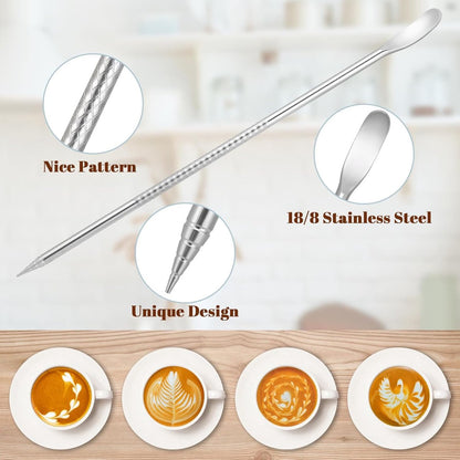 Milk Frothing Cup - 350ml Milk Frothing Cup - Clear Markings - Cappuccino Espresso Machine Accessory Made of Stainless Steel 304 - Suitable for Barista Coffee Shops - With Latte Art Pen - Silver - Image 7