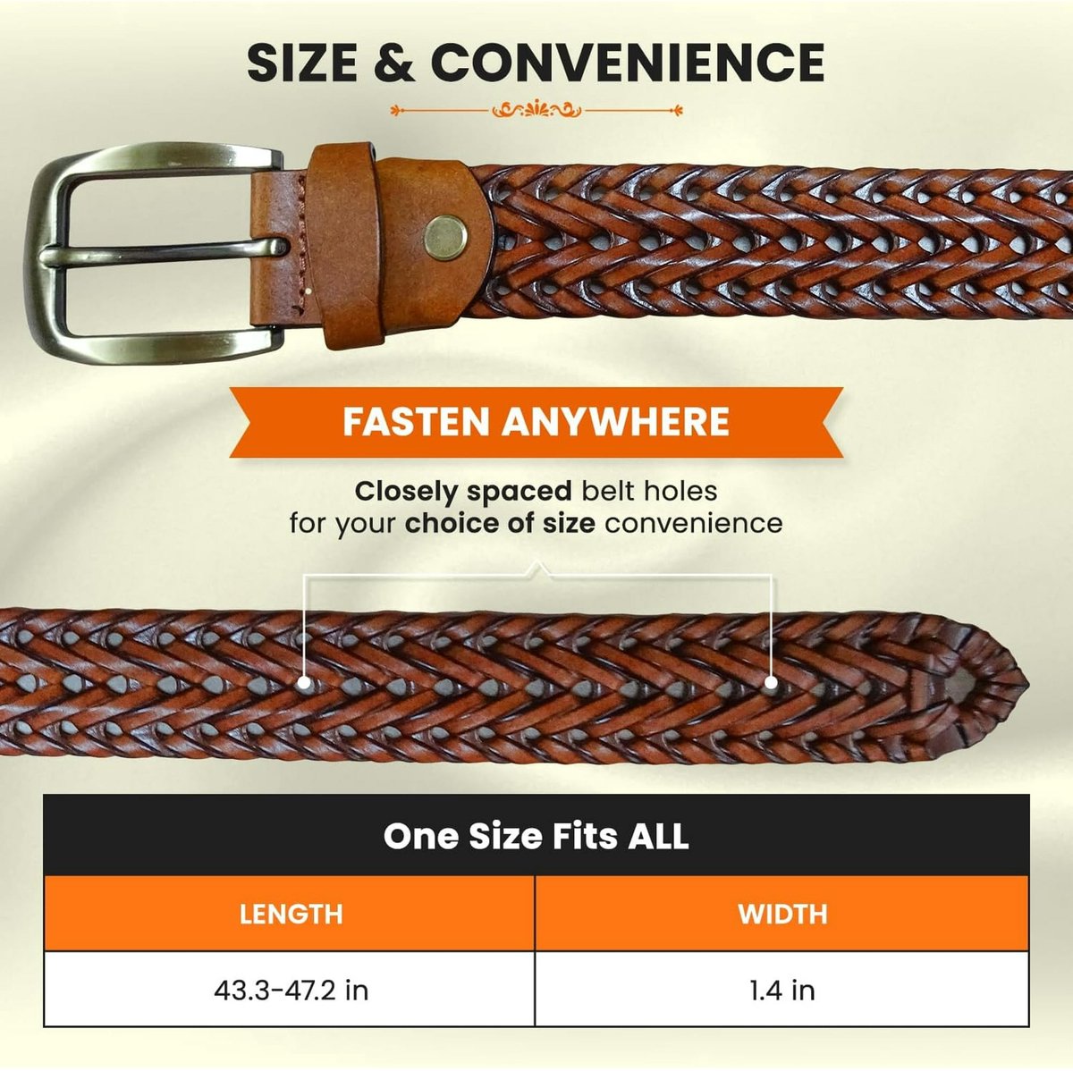 Men's Belts - Women's Belts - Casual Belts Made of Genuine Leather - Durable - Mesh Weave Design - Ideal for Business Wear and Formal Occasions - Image 4