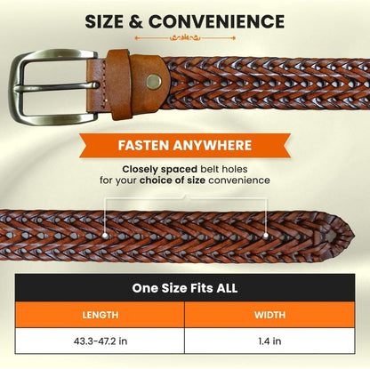Men's Belts - Women's Belts - Casual Belts Made of Genuine Leather - Durable - Mesh Weave Design - Ideal for Business Wear and Formal Occasions - Image 4