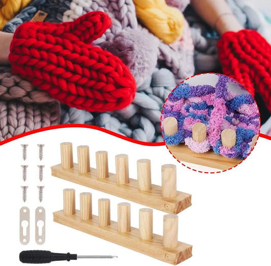 Knitting Machine for Thick Yarn - 2 Pieces - Reusable - Suitable for Making Your Own Blankets - Portable Knitting Frame for Blankets - Crafts - Beginner-Friendly - Wooden Hand Knitting Tool Set - Image 4