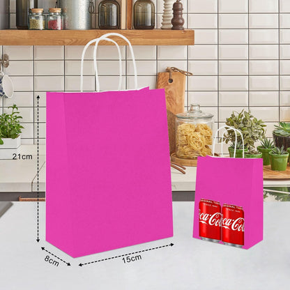 50 small paper bags with handles - colorful kraft paper gift bags - 15x8x21cm - kraft paper shopping bags - for parties, birthdays, Christmas, weddings, shopping - Image 6