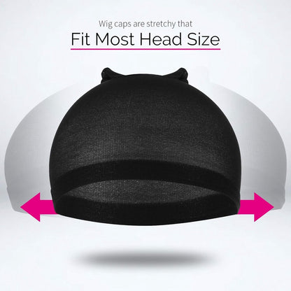 6-Pack Wig Caps - Black Elastic Wig Caps - Suitable for women, girls and children. - Image 3