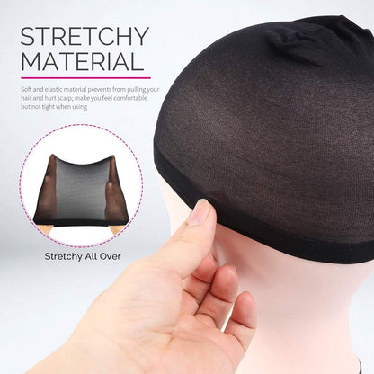 6-Pack Wig Caps - Black Elastic Wig Caps - Suitable for women, girls and children. - Image 4