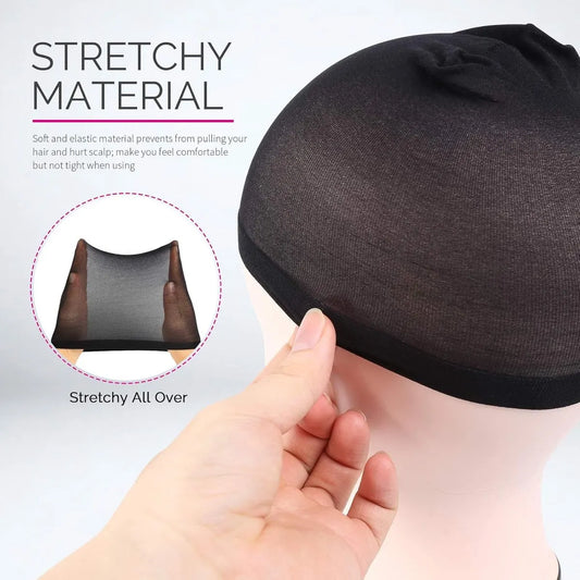 6-Pack Wig Caps - Black Elastic Wig Caps - Suitable for women, girls and children. - Image 4