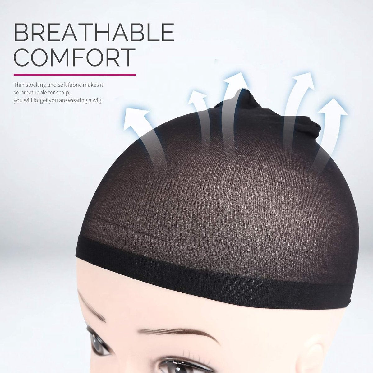 6-Pack Wig Caps - Black Elastic Wig Caps - Suitable for women, girls and children. - Image 5