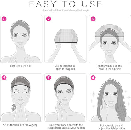 6-Pack Wig Caps - Black Elastic Wig Caps - Suitable for women, girls and children. - Image 6