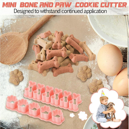 Set of Two Mini Cookie Cutters - 2.5cm Dog Bone Cookie Cutter, Dog Paw Cookie Cutter, Homemade Dog Biscuits, Snacks, Cakes & Cookies (Morandi Pink) - Image 2