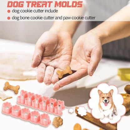 Set of Two Mini Cookie Cutters - 2.5cm Dog Bone Cookie Cutter, Dog Paw Cookie Cutter, Homemade Dog Biscuits, Snacks, Cakes & Cookies (Morandi Pink) - Image 4