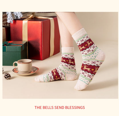 Socks - 5 pairs - Christmas socks - Lounge socks - Warm socks - Cute mid-height reindeer women's socks - Christmas sock set - Christmas gift - Birthday gift - Reindeer series - Image 6