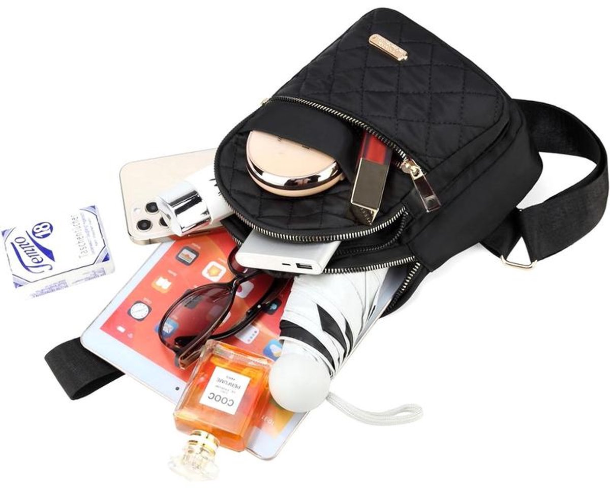 Unisex Shoulder Bag - 5 Storage Pockets & Cable Grommet - Women's Crossbody Bag - Men's Crossbody Bag - Crossbody Bags - Sling Bag - Adjustable Carrying Style (Cross/Shoulder/Chest) - Red - Image 4