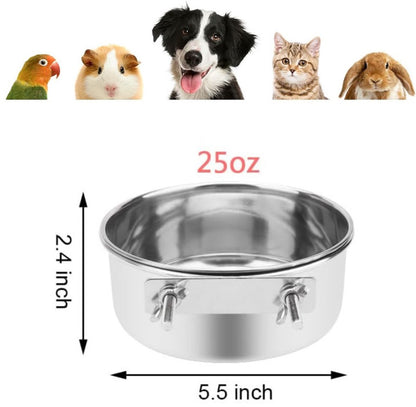 Pet Food Bowl - Stainless Steel Food Bowl - Hanging Food Bowl - with Clip Holder - Suitable for dogs, birds, parrots, cats and rabbits. - Image 3