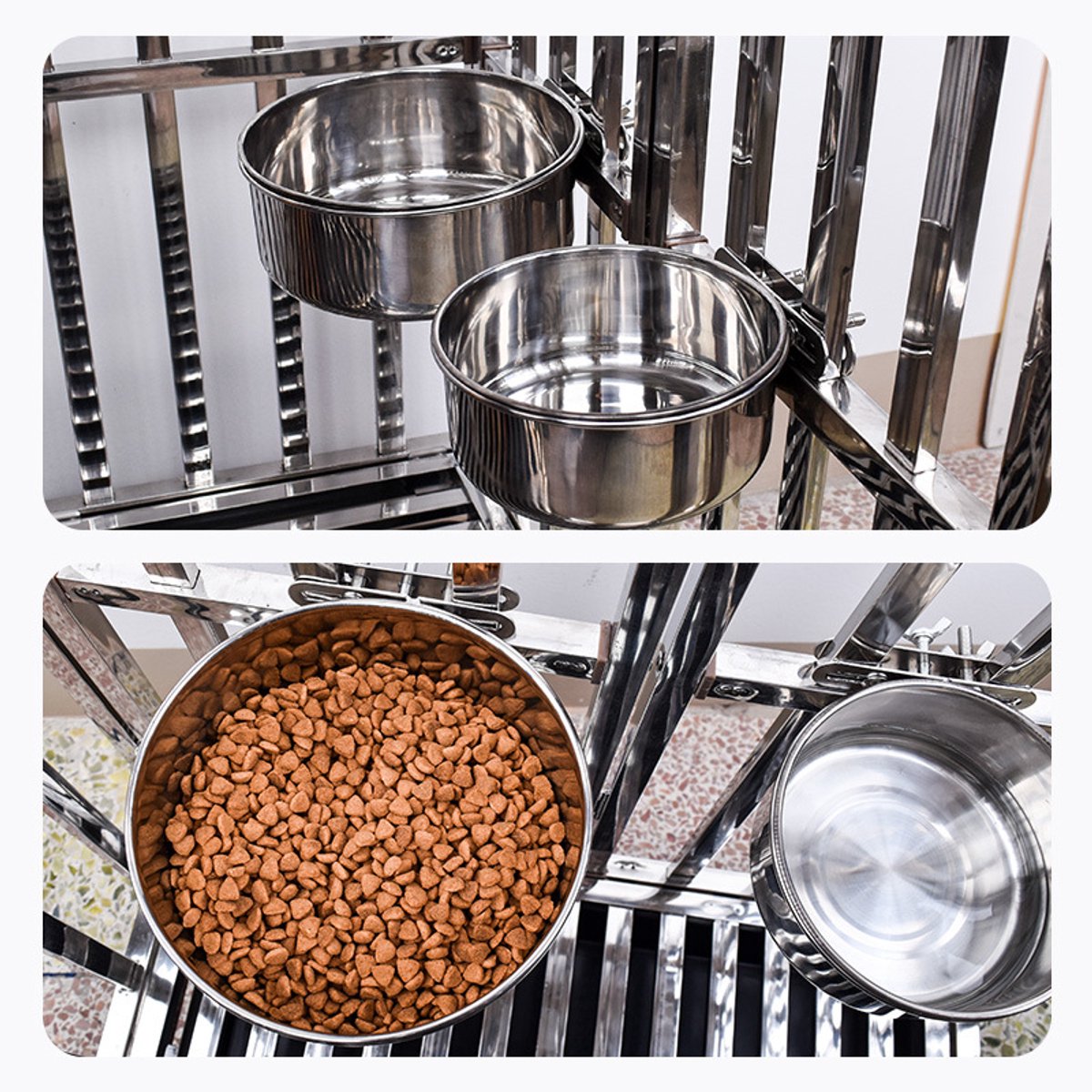 Pet Food Bowl - Stainless Steel Food Bowl - Hanging Food Bowl - with Clip Holder - Suitable for dogs, birds, parrots, cats and rabbits. - Image 6