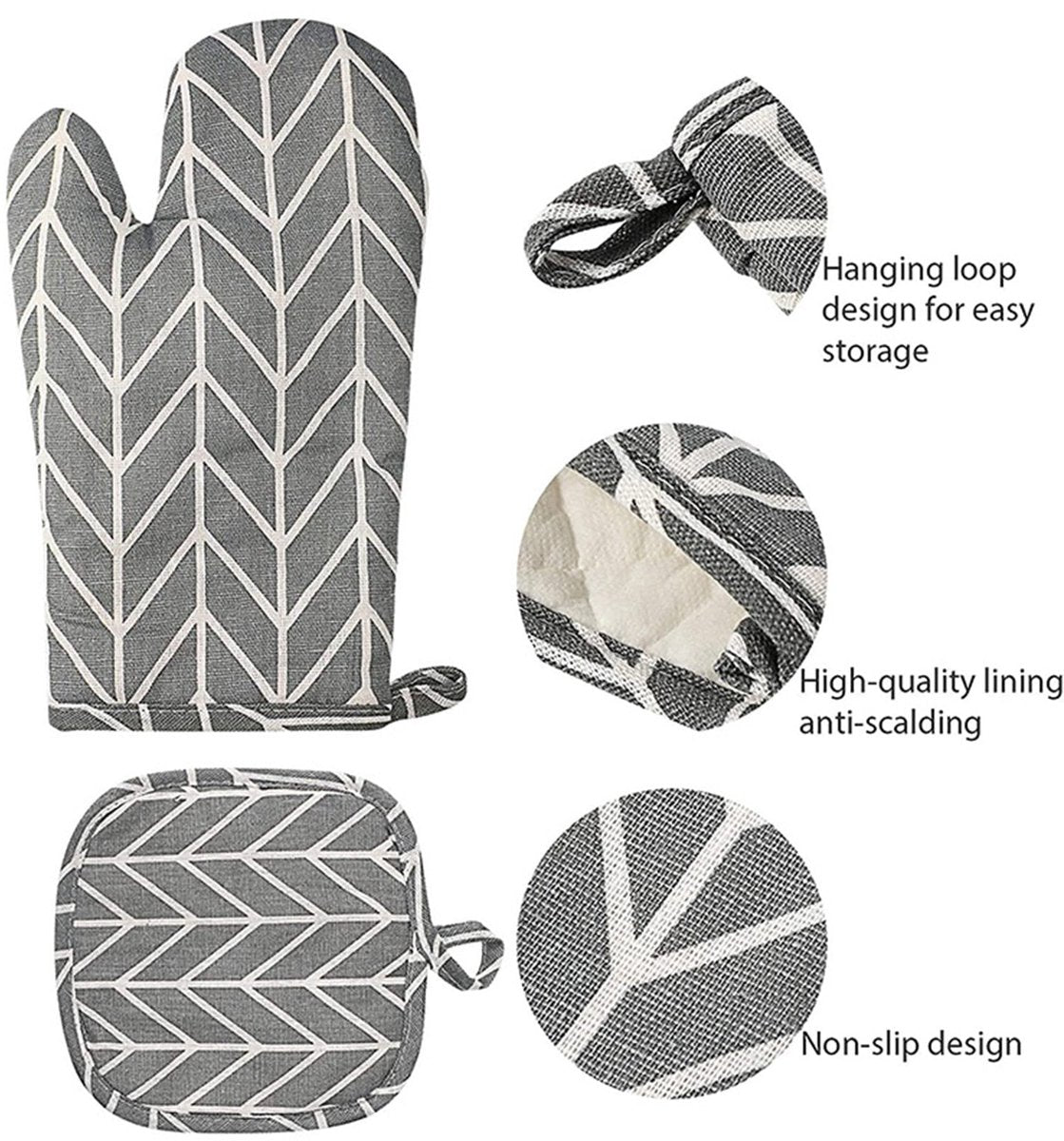 Set of 6 - Oven Mitts and Heat Resistant Mat - Microwave Gloves and Heat Resistant Oven Mat - Cooking Specific - Image 5