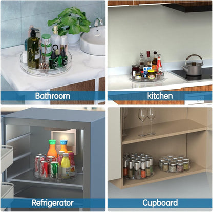 Set of two rotating storage racks (27+23.5 cm) - Rotating spice rack, rotating rack for refrigerator cabinet, rotating shelf for cupboard - Suitable for various storage spaces - Cosmetics storage - Image 6