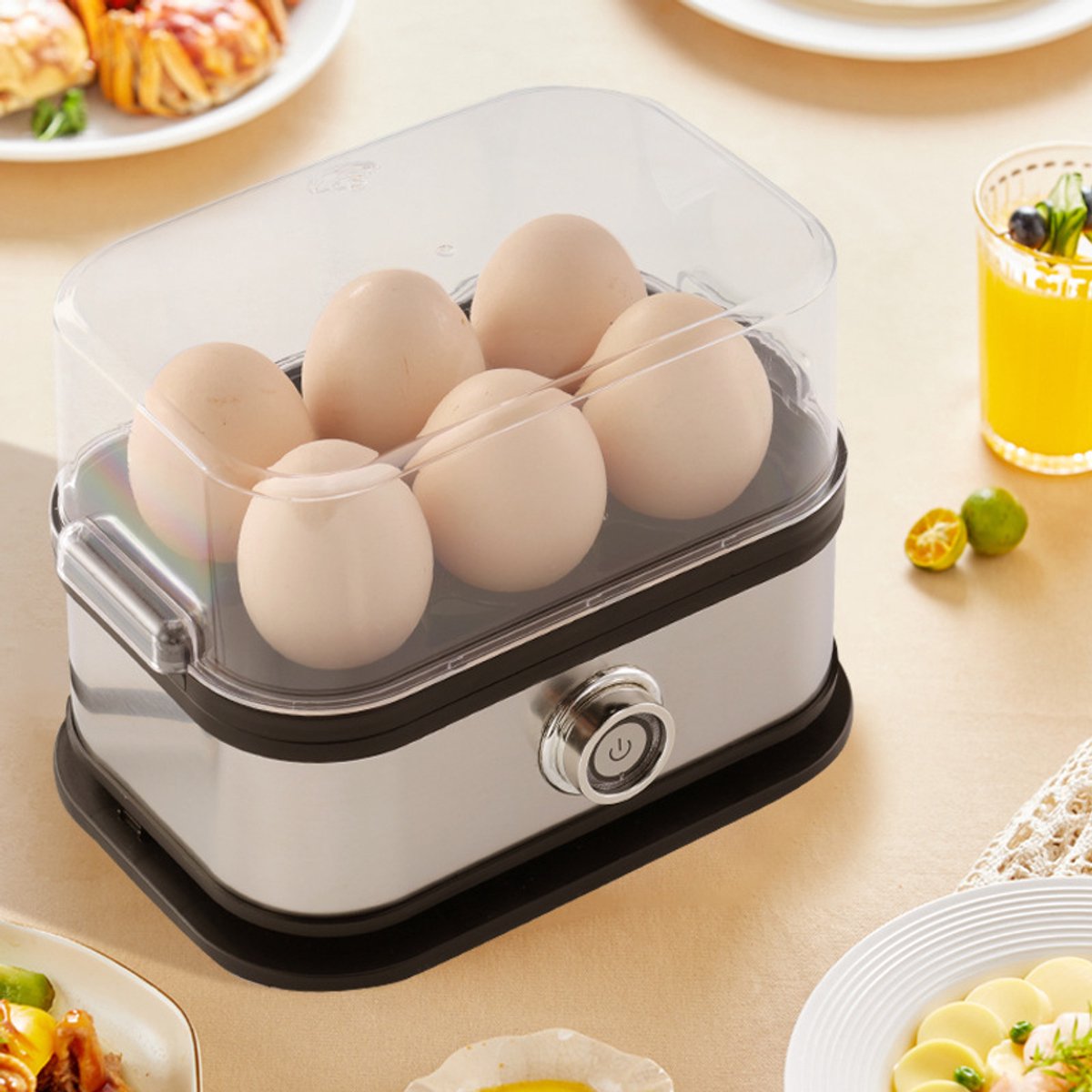 Electric Egg Boiler - Egg Boiler 6 Eggs - Made of Stainless Steel - Intelligent Steamer with Automatic Shut-Off - Image 3