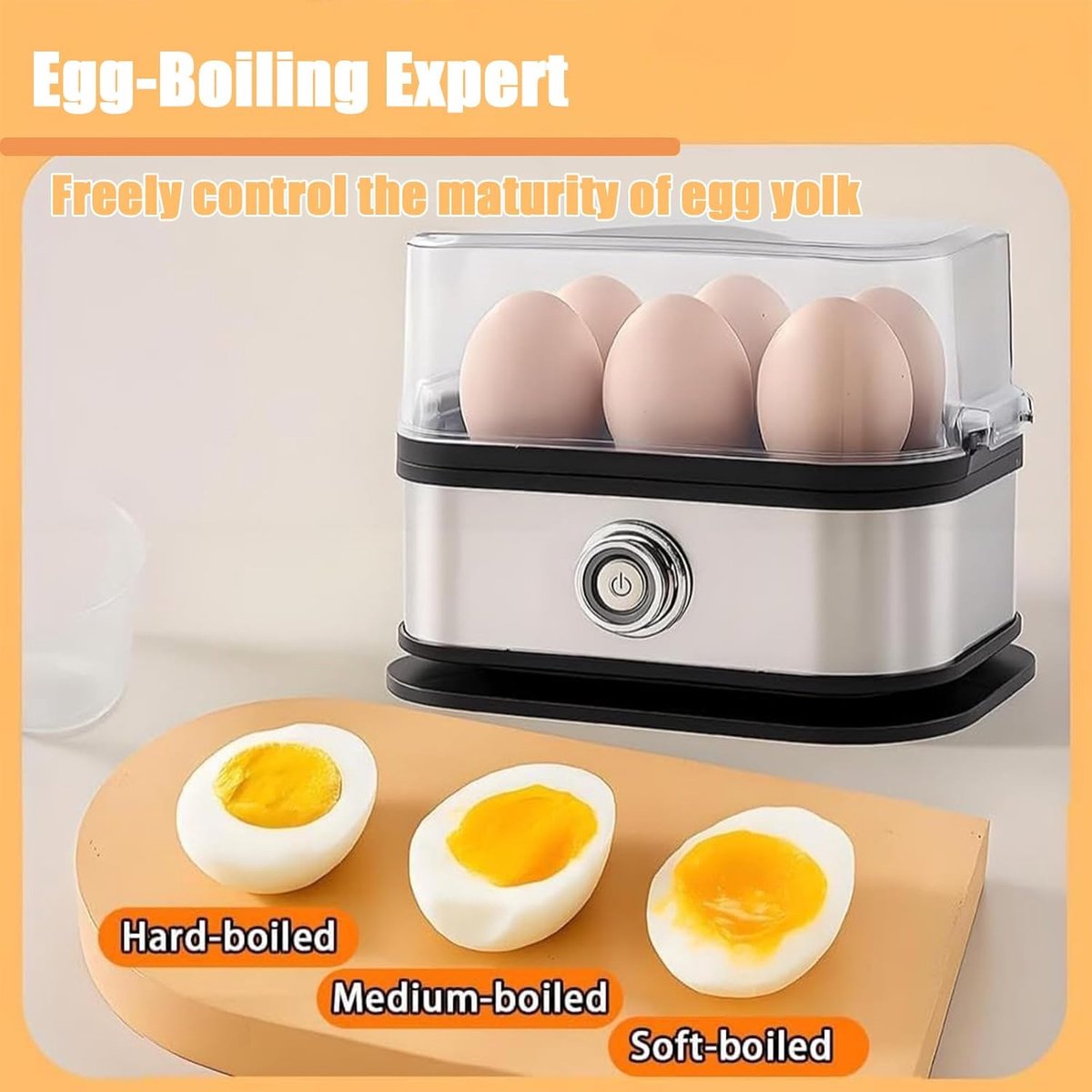 Electric Egg Boiler - Egg Boiler 6 Eggs - Made of Stainless Steel - Intelligent Steamer with Automatic Shut-Off - Image 6