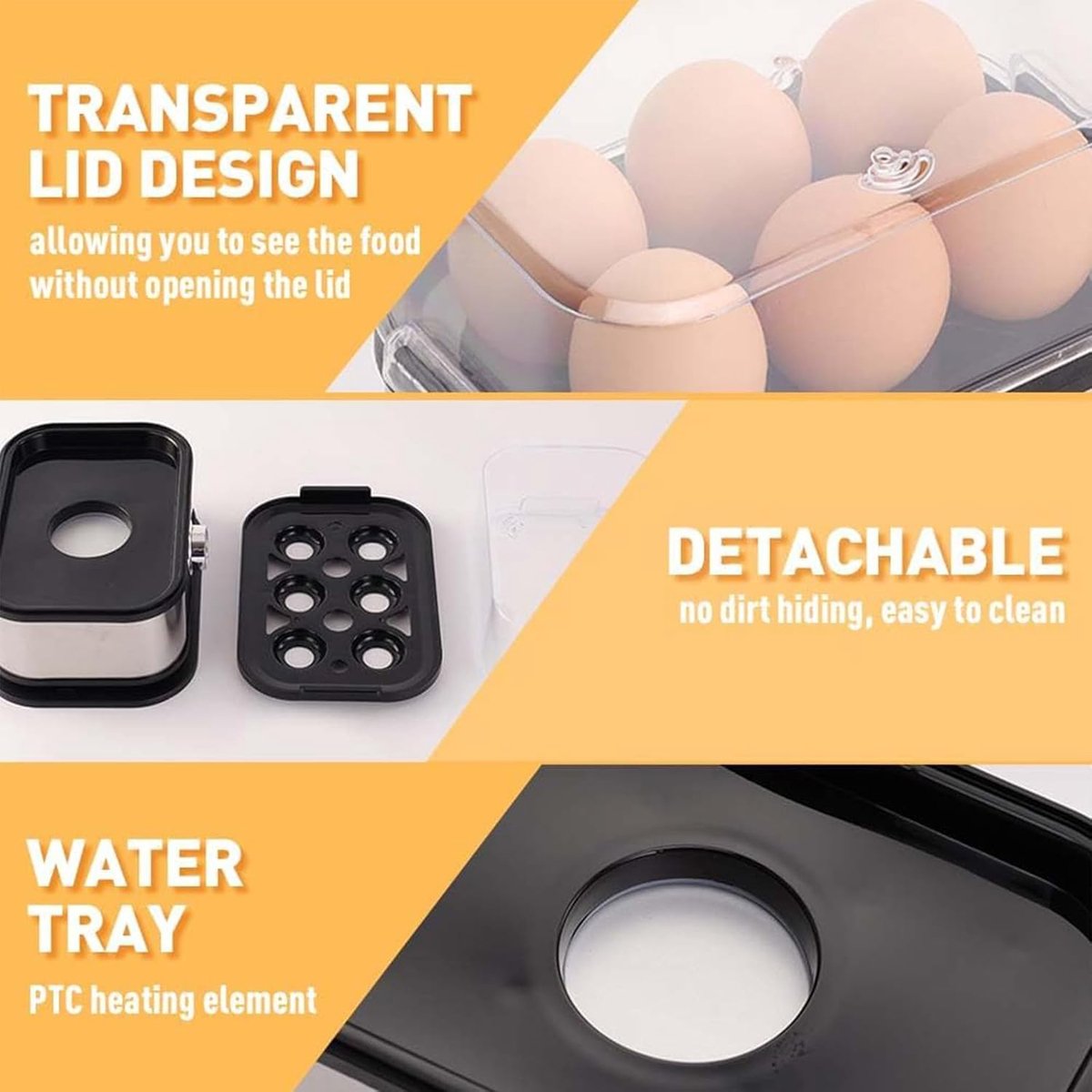 Electric Egg Boiler - Egg Boiler 6 Eggs - Made of Stainless Steel - Intelligent Steamer with Automatic Shut-Off - Image 9
