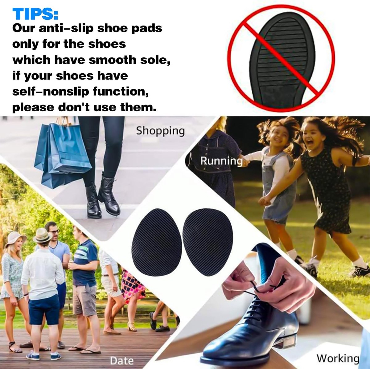 4 pairs of non-slip insoles - non-slip rubber insoles for soles - self-adhesive insoles - unisex insoles - noise-reducing sole pads - Image 3