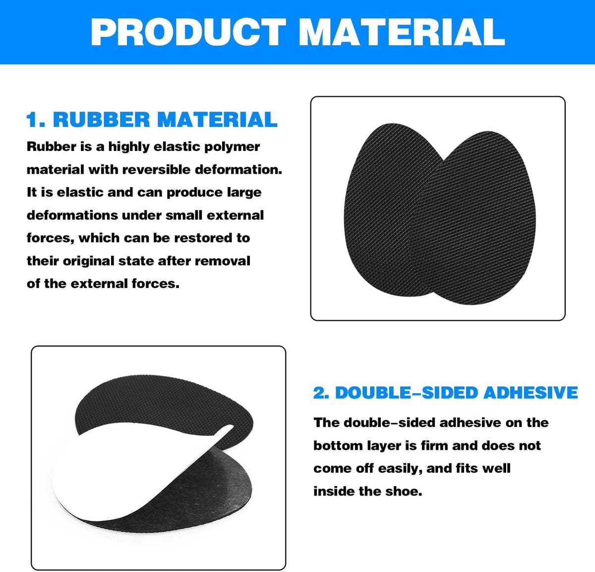 4 pairs of non-slip insoles - non-slip rubber insoles for soles - self-adhesive insoles - unisex insoles - noise-reducing sole pads - Image 4
