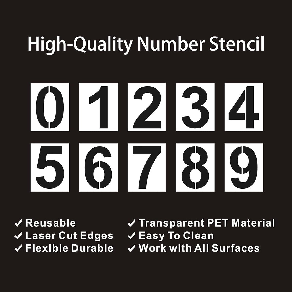 Number Stencil Set - Address Stencils 0-9 - Reusable Plastic Number Stencils - Cake Stencils - Paint by Number Stencils 6 inch - Image 3