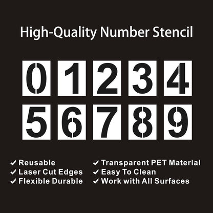 Number Stencil Set - Address Stencils 0-9 - Reusable Plastic Number Stencils - Cake Stencils - Paint by Number Stencils 6 inch - Image 3