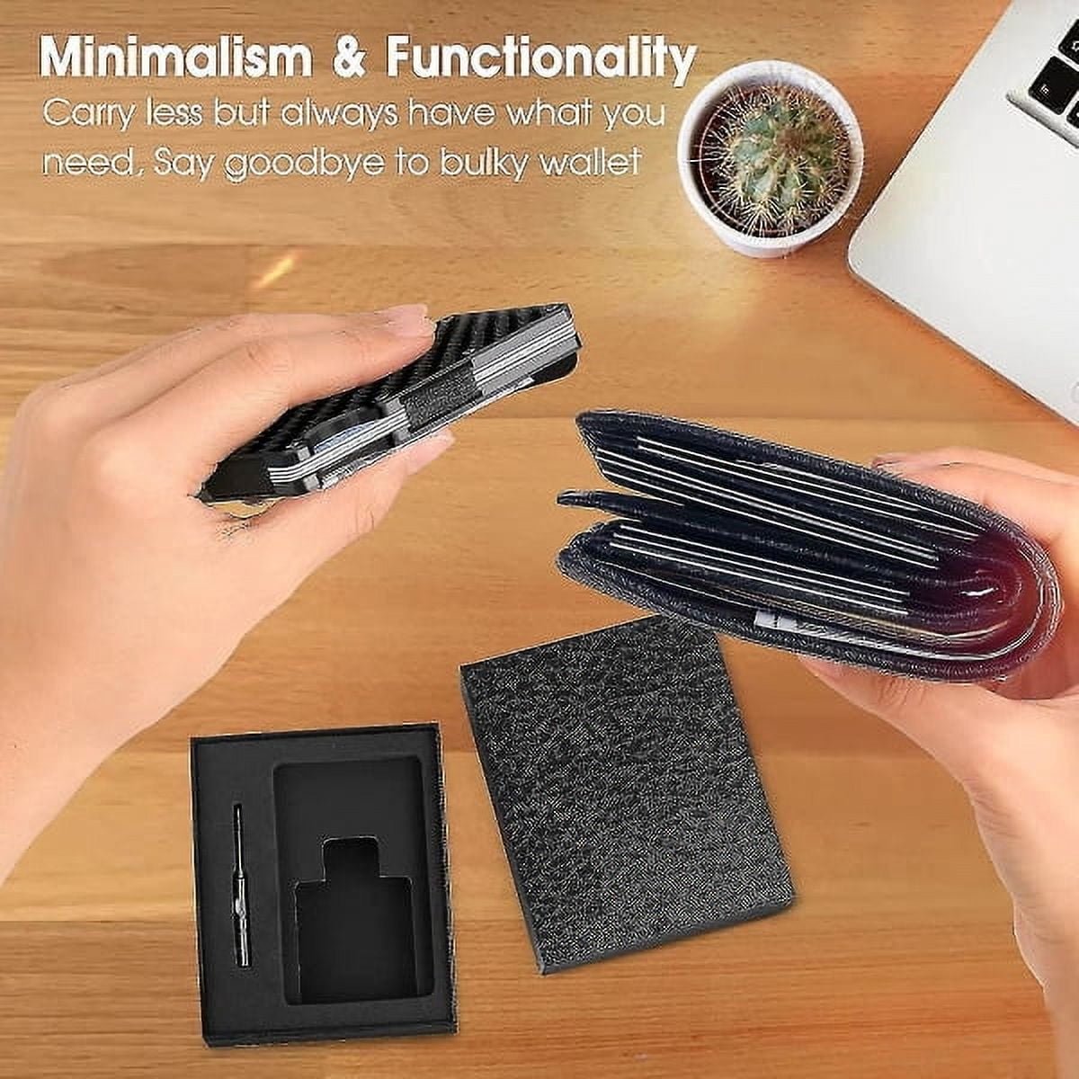 Wallet - Credit Card Holder - Men's Wallet - Minimalist Ultra-Thin Men's Wallet - Aluminum Alloy Material - Black - Image 3