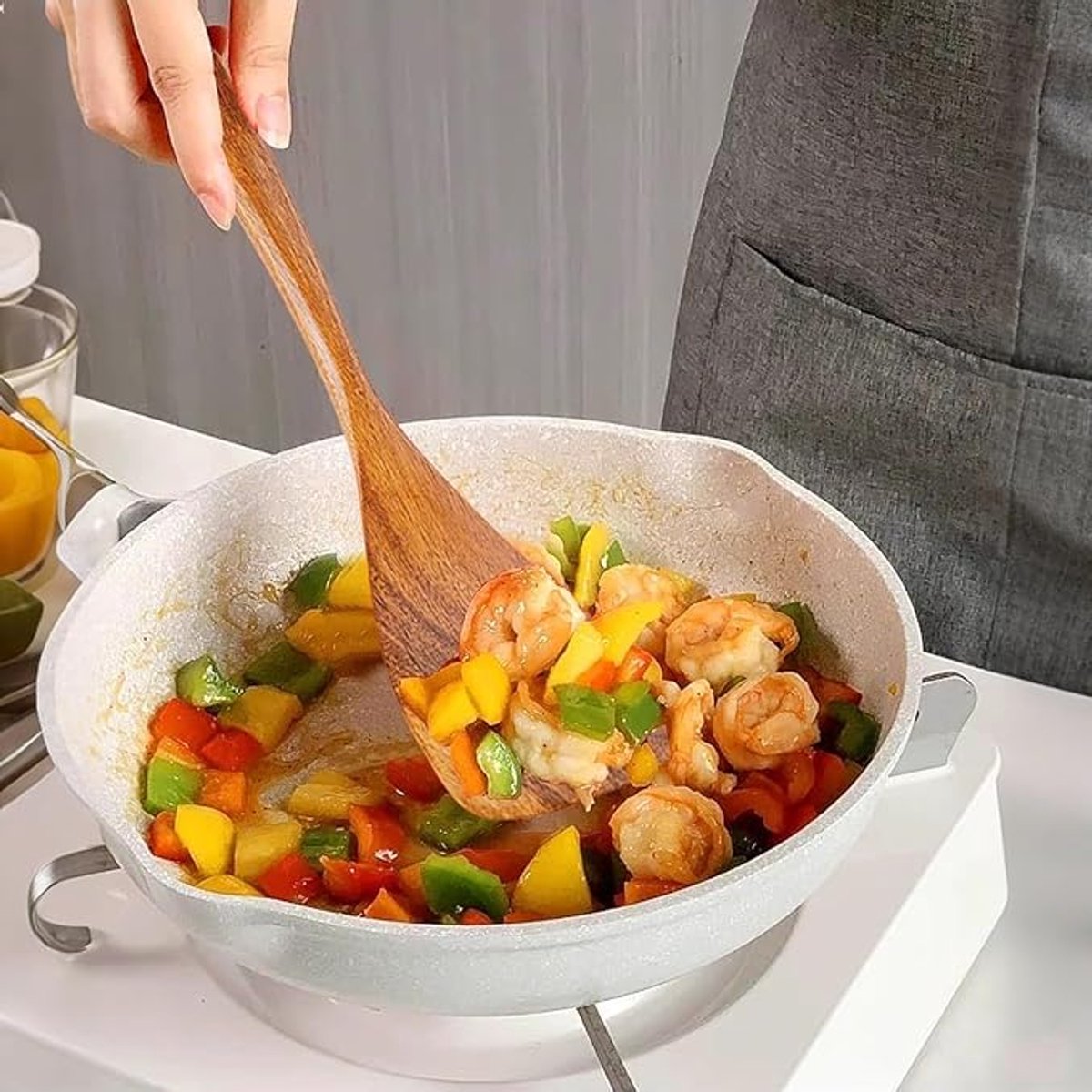 Kitchen Utensils - Wooden Kitchen Utensils - Cooking Utensil Set - Wooden Spatula - Spatulas - Ladles - 4-Piece Set - Hangable - Scratch-resistant, high-temperature resistant - Image 4