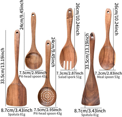 Kitchen Utensils - Wooden Kitchen Utensils - Cooking Utensil Set - Wooden Spatula - Spatulas - Ladles - 4-Piece Set - Hangable - Scratch-resistant, high-temperature resistant - Image 5