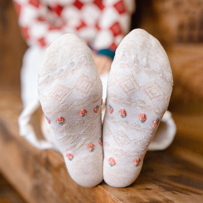 5 pairs of socks - Women's autumn and winter socks - Women's strawberry socks - Fashion socks with round neck - Princess socks - Preppy style socks - Image 2