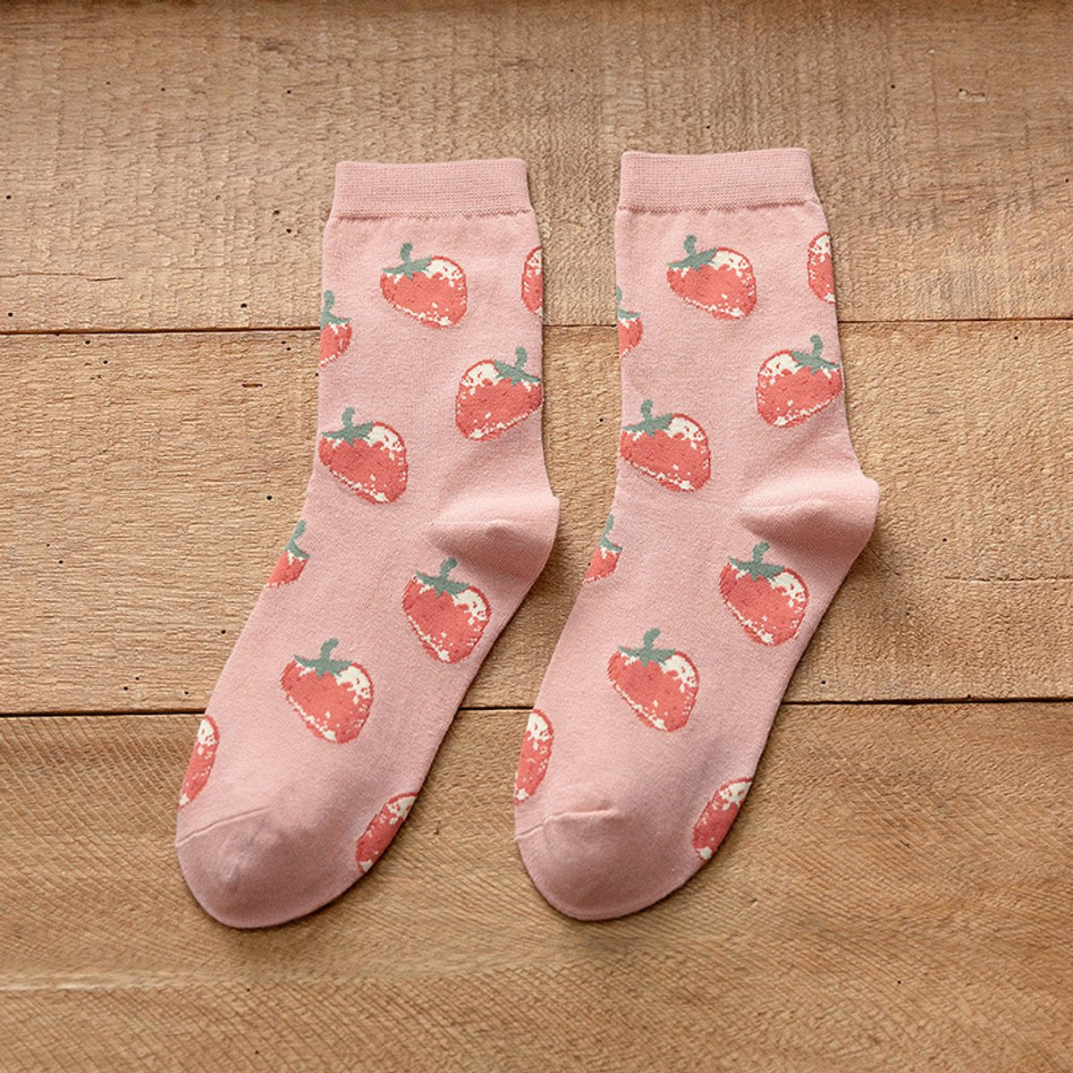 5 pairs of socks - Women's autumn and winter socks - Women's strawberry socks - Fashion socks with round neck - Princess socks - Preppy style socks - Image 5