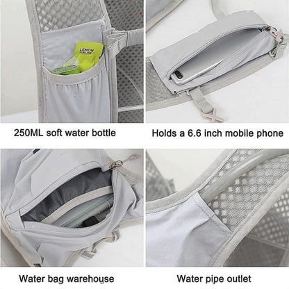 Sports Vest - Cycling - Running - Hiking - Breathable Cycling Cross-Country Marathon Hydration Bag Backpack - Gray - Image 2