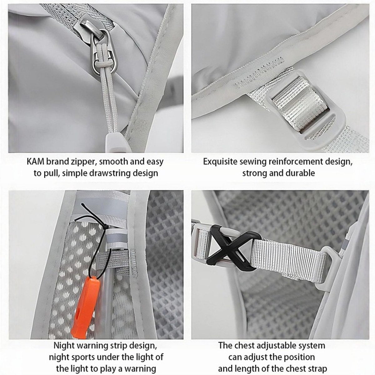 Sports Vest - Cycling - Running - Hiking - Breathable Cycling Cross-Country Marathon Hydration Bag Backpack - Gray - Image 3