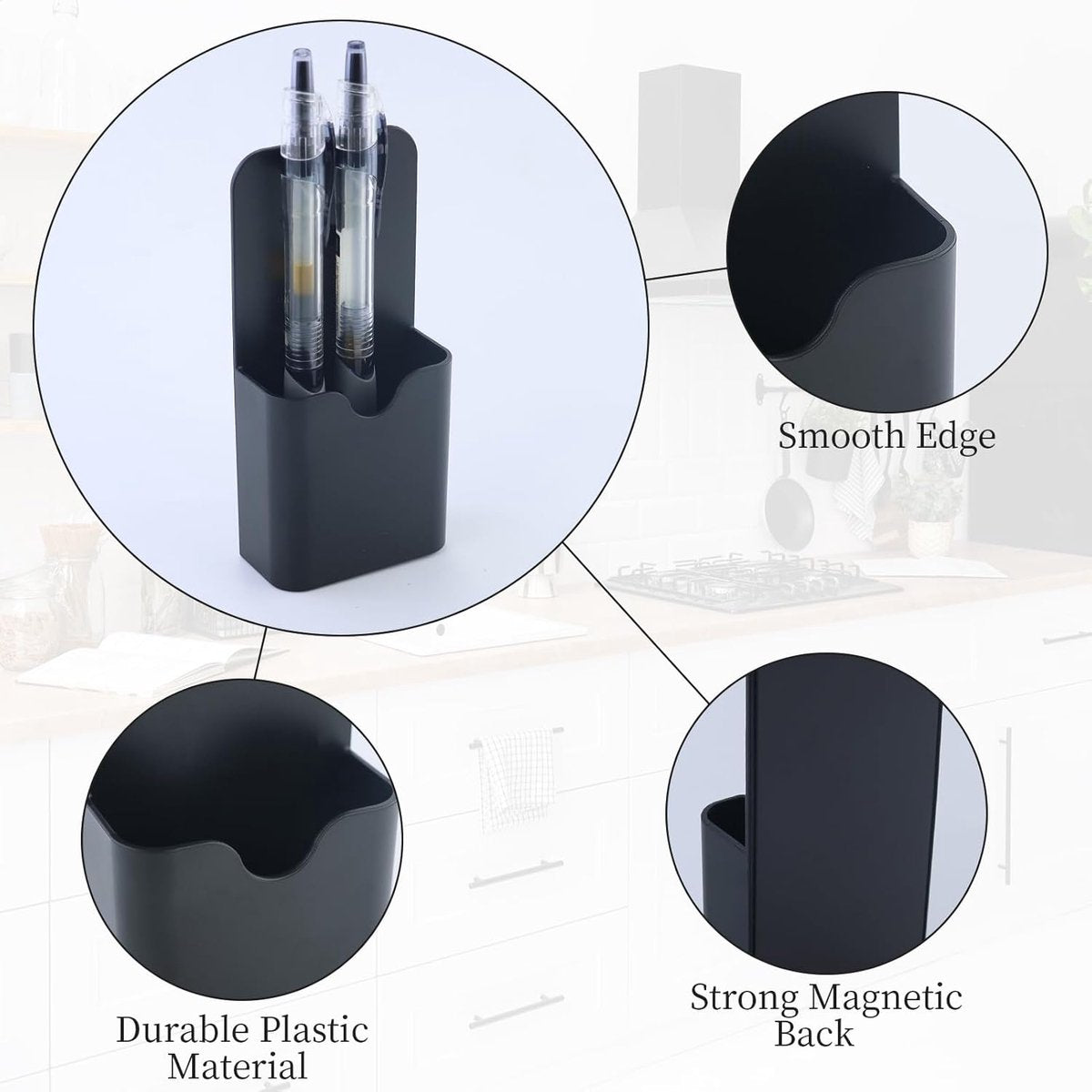2-pack magnetic pen holder - magnetic marker holder - whiteboard - refrigerator - marker holder for metal surfaces (black and white) - Image 4